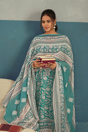 Elegant Hand Block Printed Cotton Salwar Suit With Straight Kurta